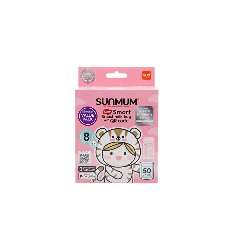 Túi trữ sữa Sunmum thiết kế 3 lần khóa zip (100ml, 150ml, 250ml)