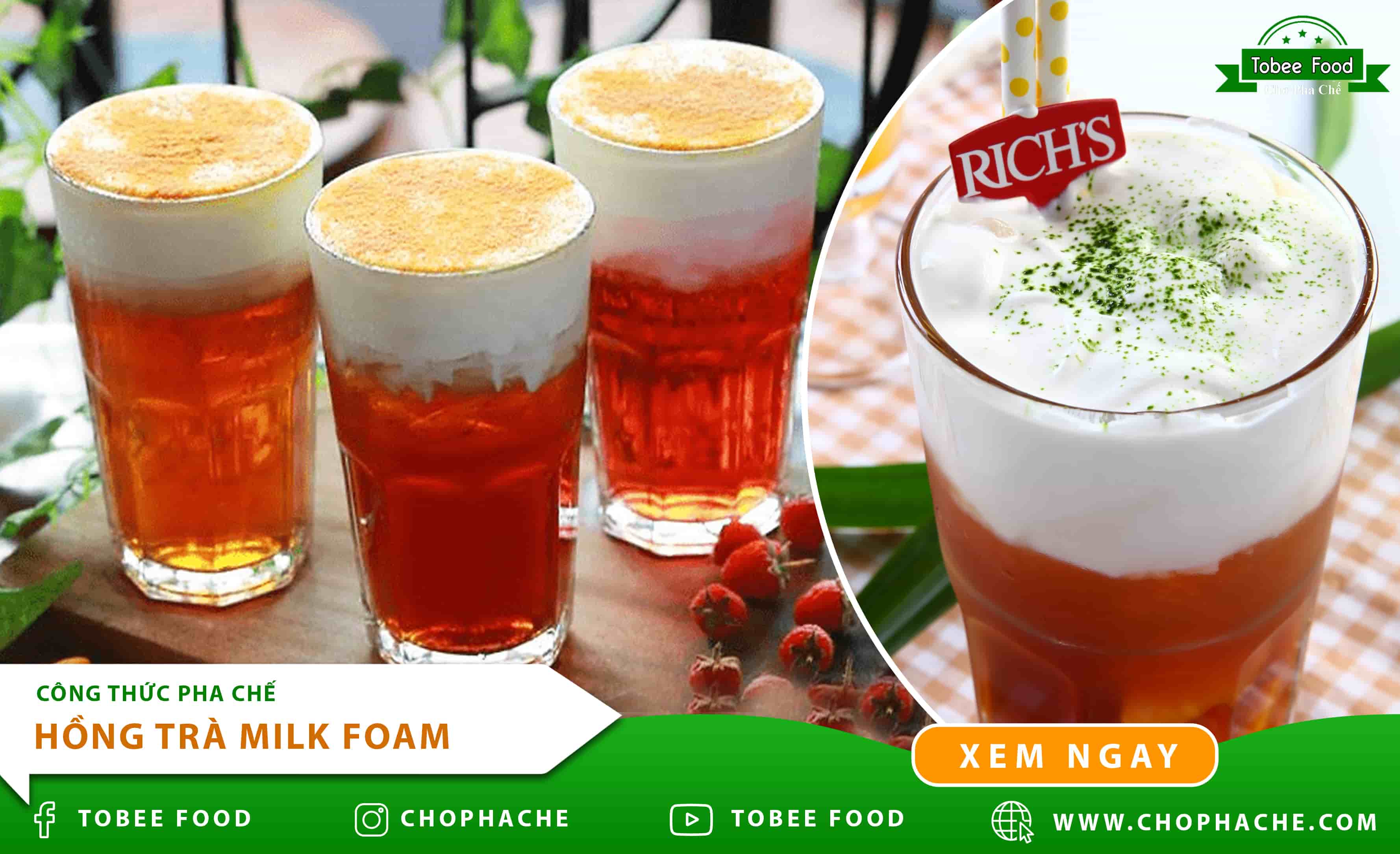 Công thức pha chế Hồng Trà Milk Foam