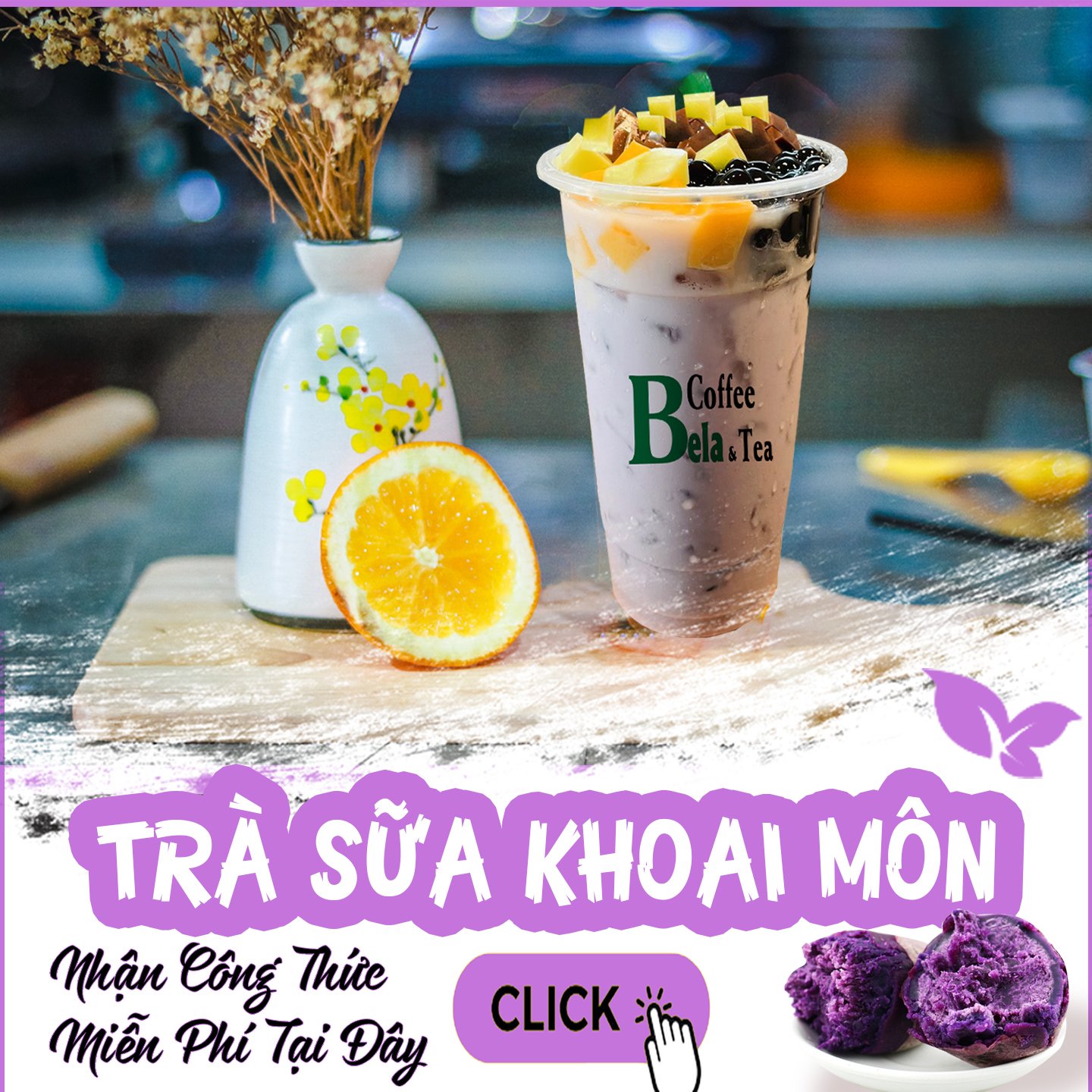 CÔNG THỨC PHA TRÀ SỮA KHOAI MÔN (màu đẹp, thơm béo)