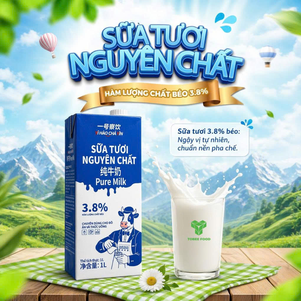 TOBEE FOOD - TẠI SAO DÂN PHA CHẾ LUÔN ƯU TIÊN SỮA TƯƠI 3.8% BÉ:O?