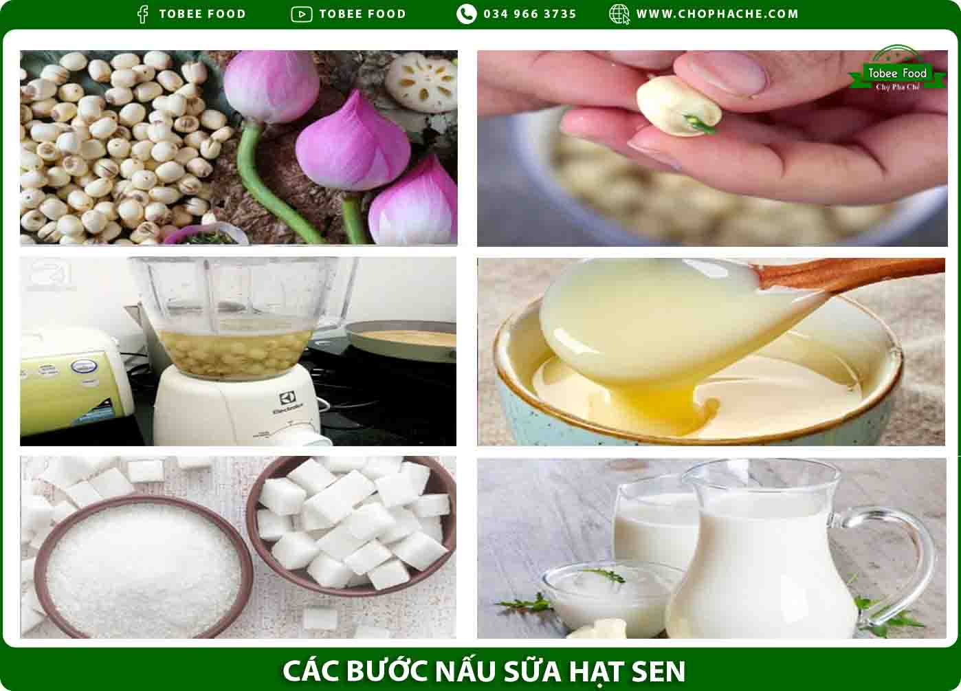 các bước nấu sữa hạt sen