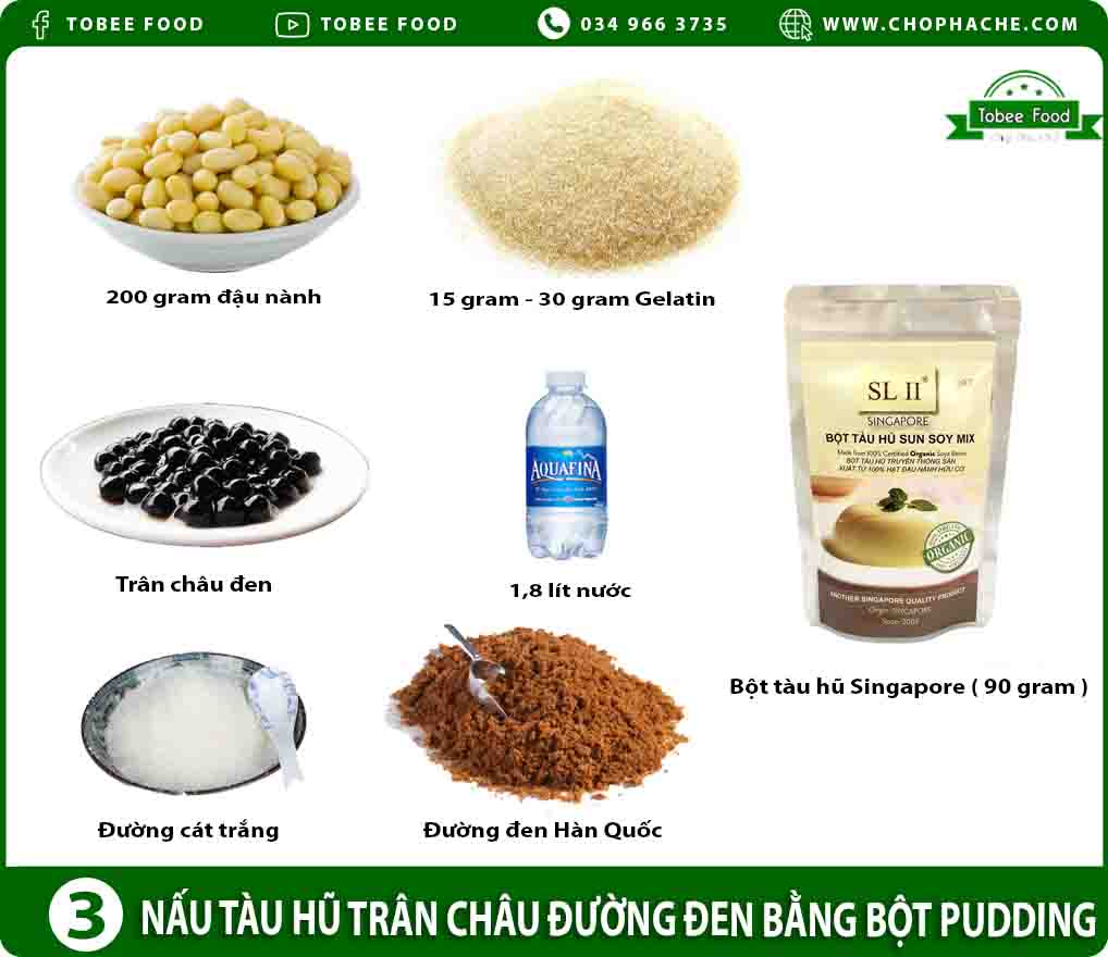 Nấu tàu hũ trân châu đường đen bằng bột Pudding ( dễ dàng )