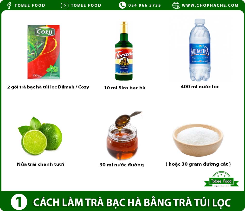 cách làm trà bạc hà bằng trà túi lọc