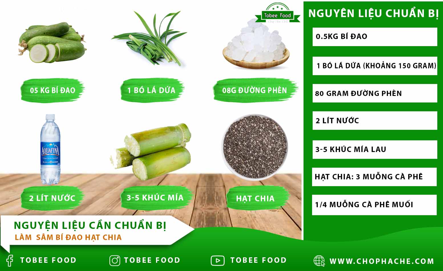 nguyên liệu nấu sâm bí đao hạt chia