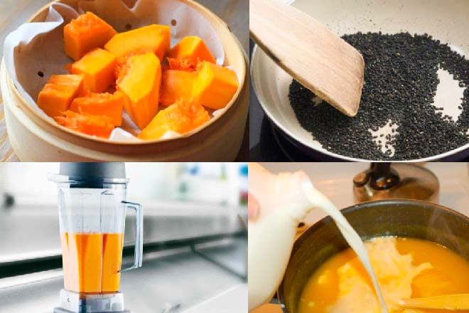 Cách nấu sữa bí đỏ mè đen