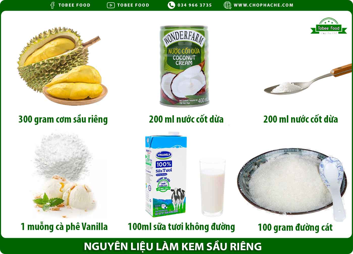 Nguyên liệu làm kem sầu riêng