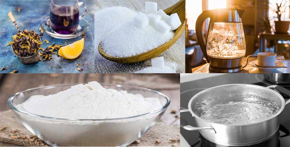 Nguyên liệu làm trân châu trà sữa hoa đậu biếc