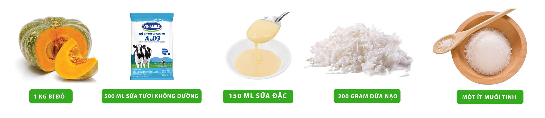 Nguyên liệu nấu sữa bí đỏ