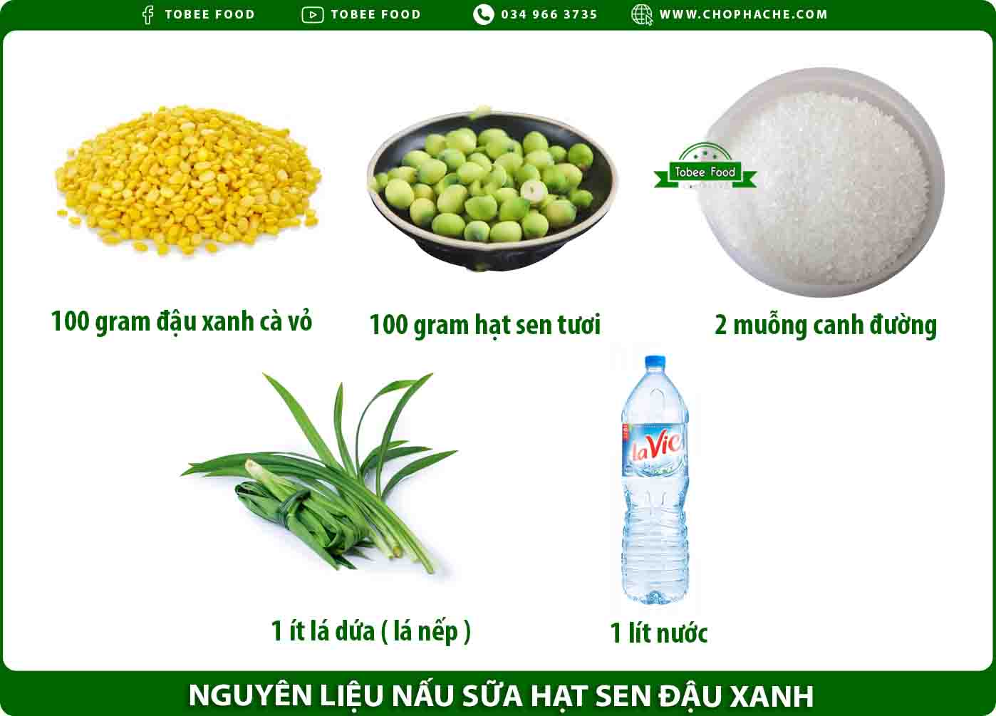 nguyên liệu nấu sữa hạt sen đậu xanh