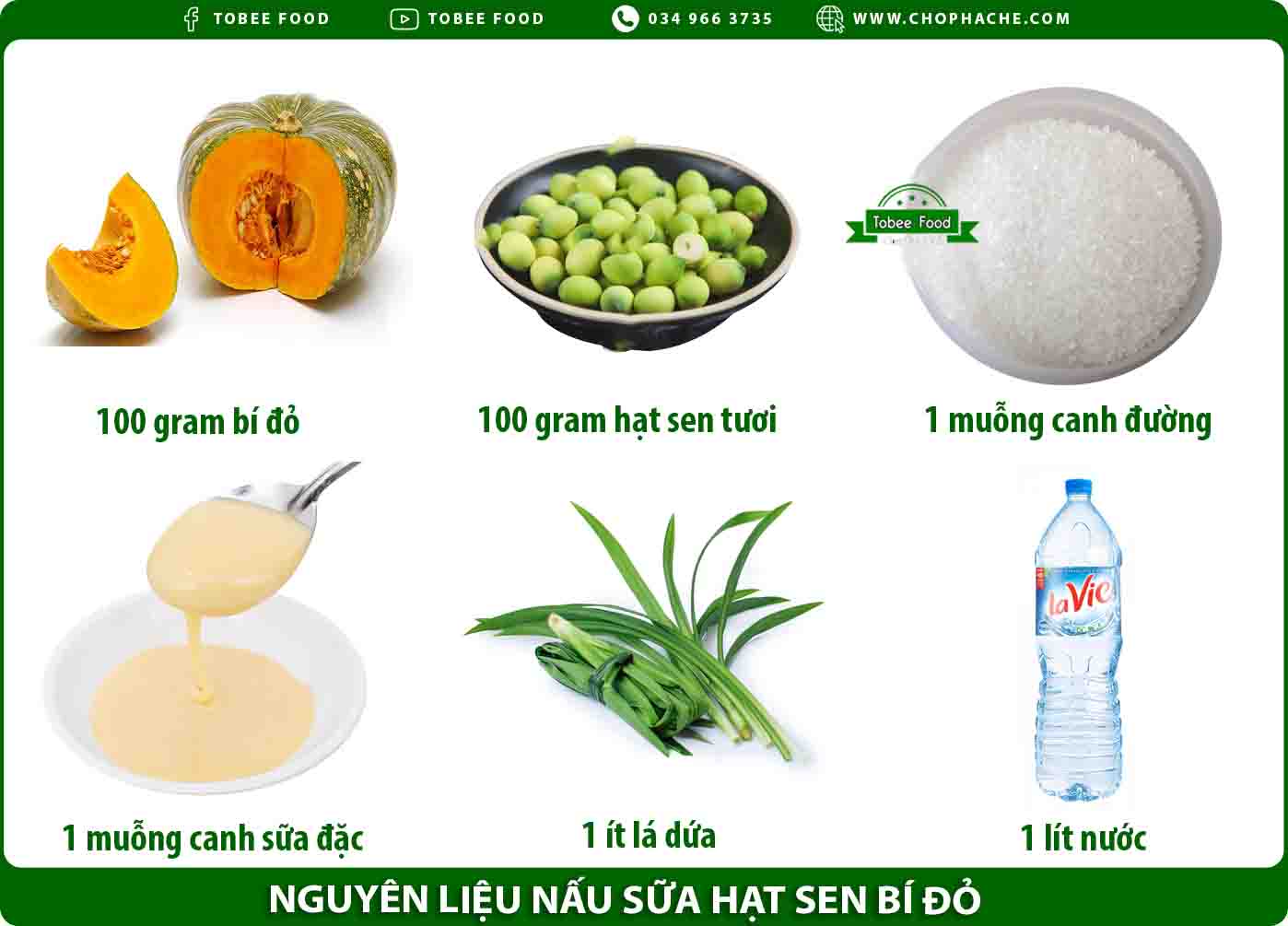 nguyên liệu nấu sữa hạt sen bí đỏ