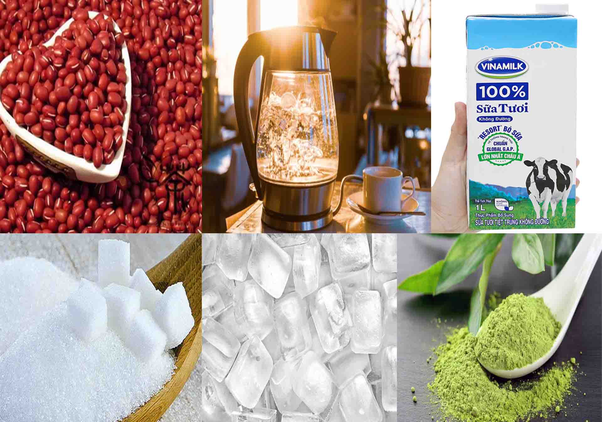 nguyên liệu Pha trà sữa Hàn Quốc Latte Matcha Đậu Đỏ