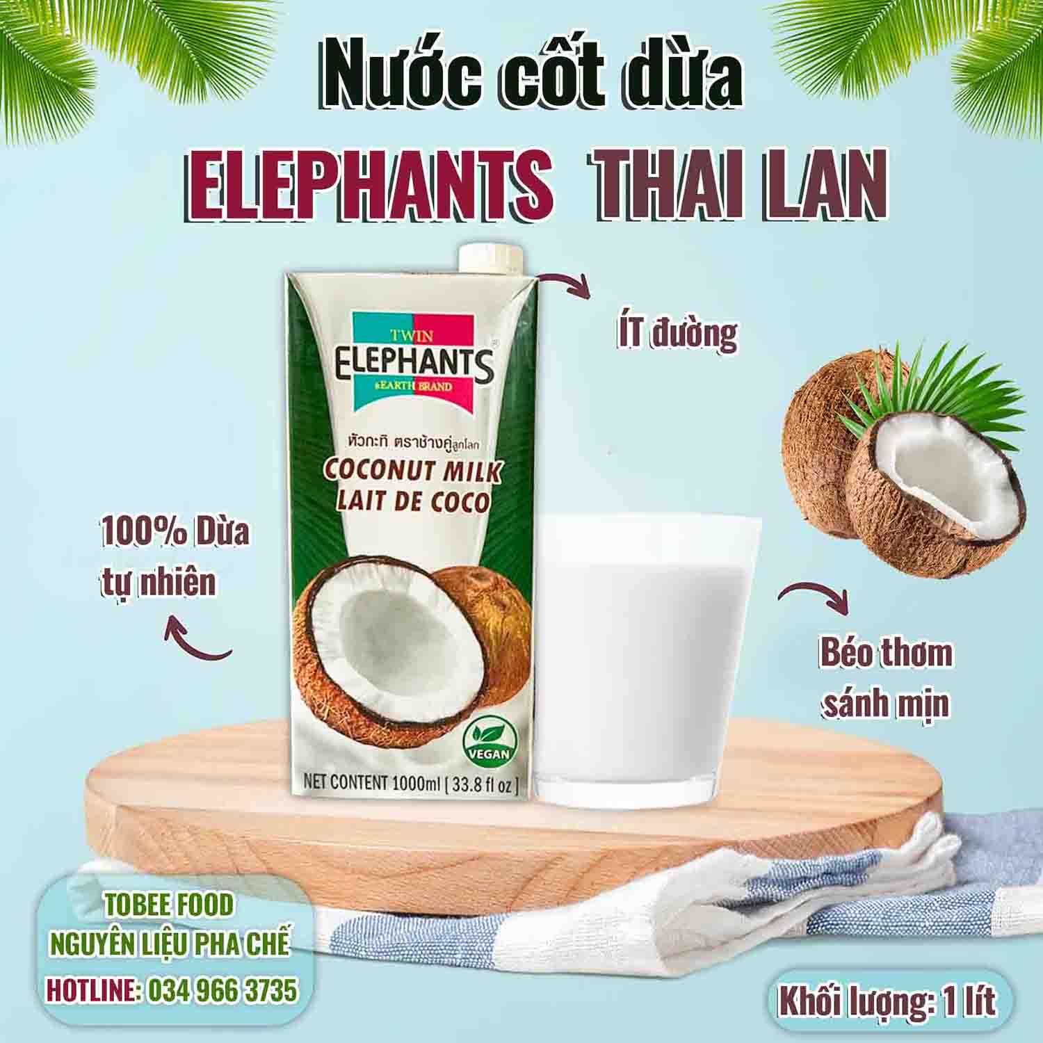Nước Cốt dừa Thái Lan Elephants 1 lít