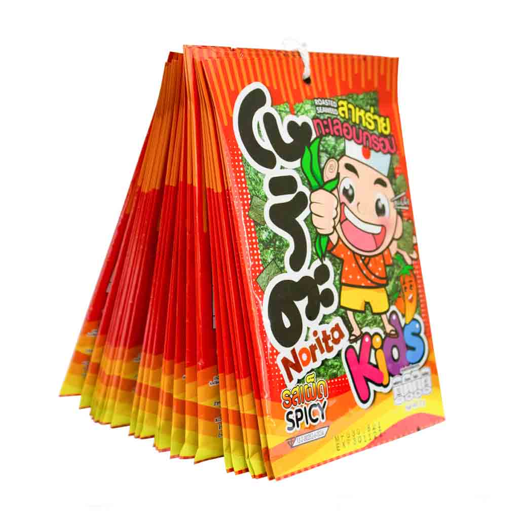 Rông biển ăn liền Norita Thái Lan miếng to 4 gram ( màu đỏ Vị cay )