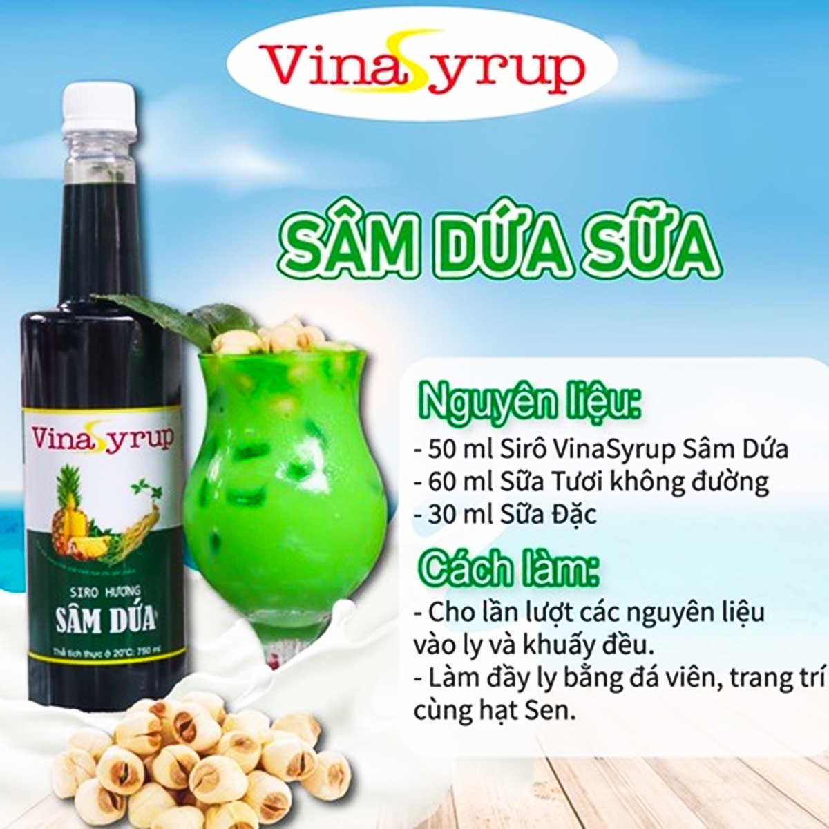 Siro Vina Sâm Dứa 750mL | Nguyên liệu pha chế | Giá rẻ