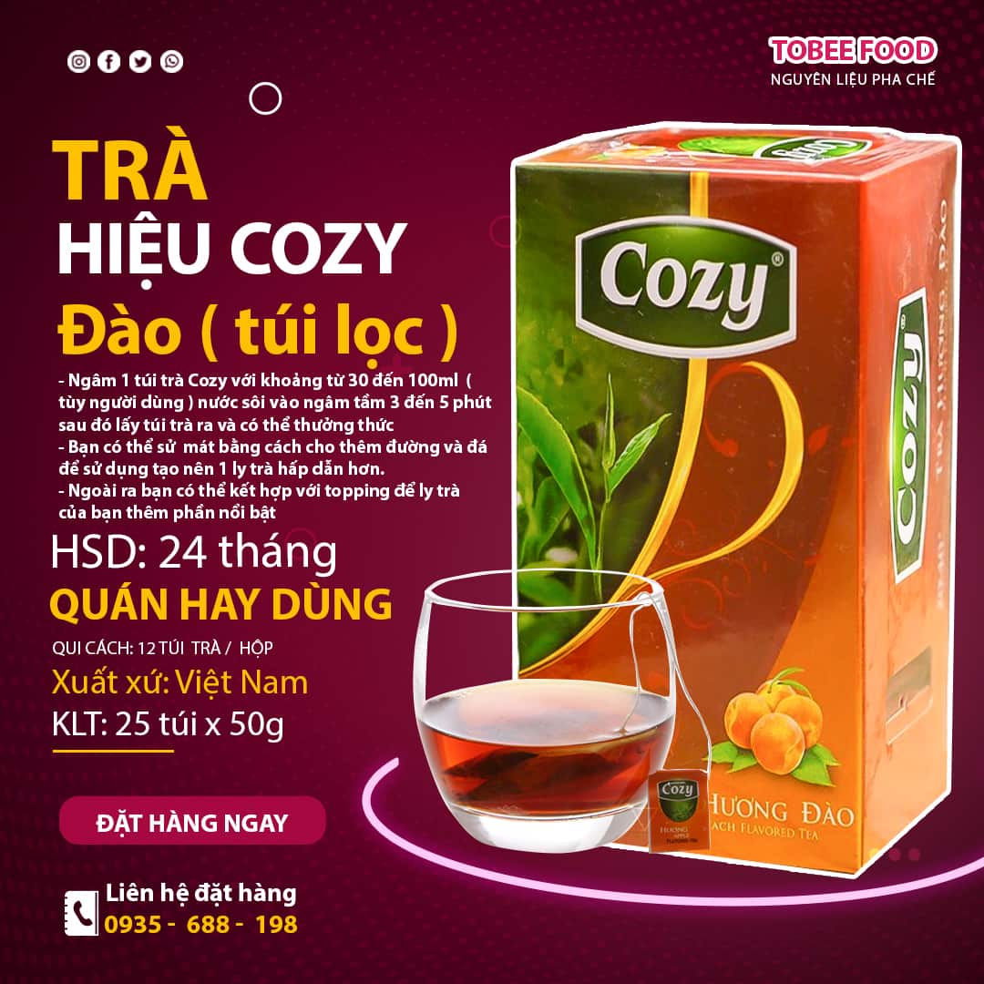 Trà Cozy Đào túi lọc | Pha trà trái cây thơm ngon số 1