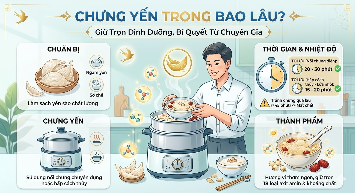 Chưng Yến Trong Bao Lâu Để Không Bị Mất Chất Dinh Dưỡng? Bí Quyết 