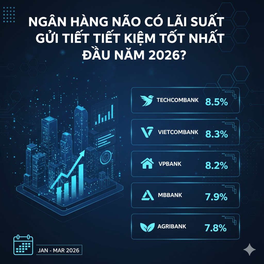 Ngân hàng nào có lãi suất gửi tiết kiệm tốt nhất đầu năm 2026?