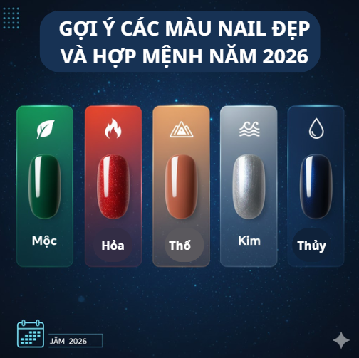 Màu nail (móng tay) đẹp và hợp phong thủy năm Bính Ngọ 2026?