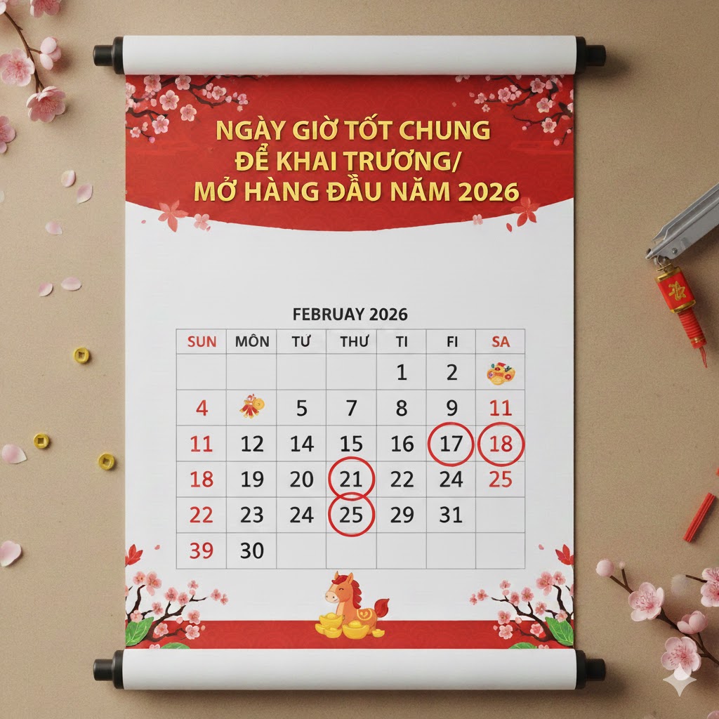 Ngày giờ tốt để khai trương/mở hàng đầu năm 2026 cho dân kinh doanh?