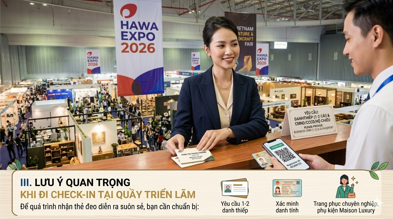 Quy trình đăng ký vé tham quan miễn phí (Badge) cho các hội chợ lớn như HAWA EXPO hay VIFA EXPO