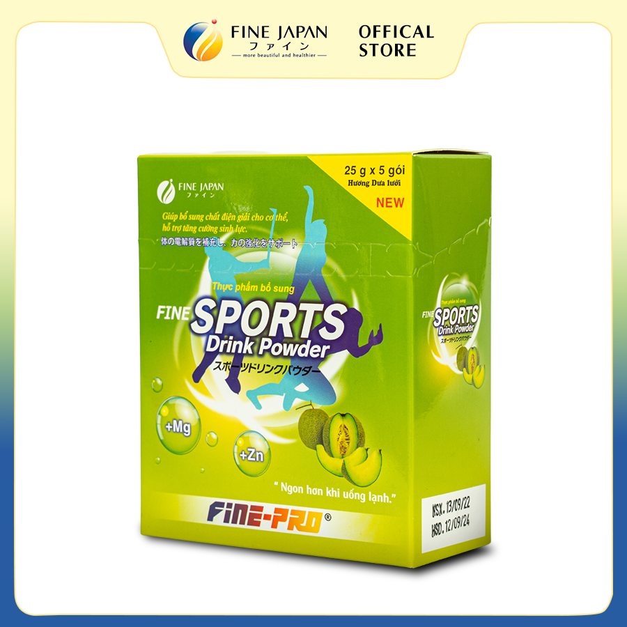 THỰC PHẨM BỔ SUNG FINE SPORTS DRINK POWDER HƯƠNG DƯA LƯỚI FINE JAPAN HỘP 5 GÓI