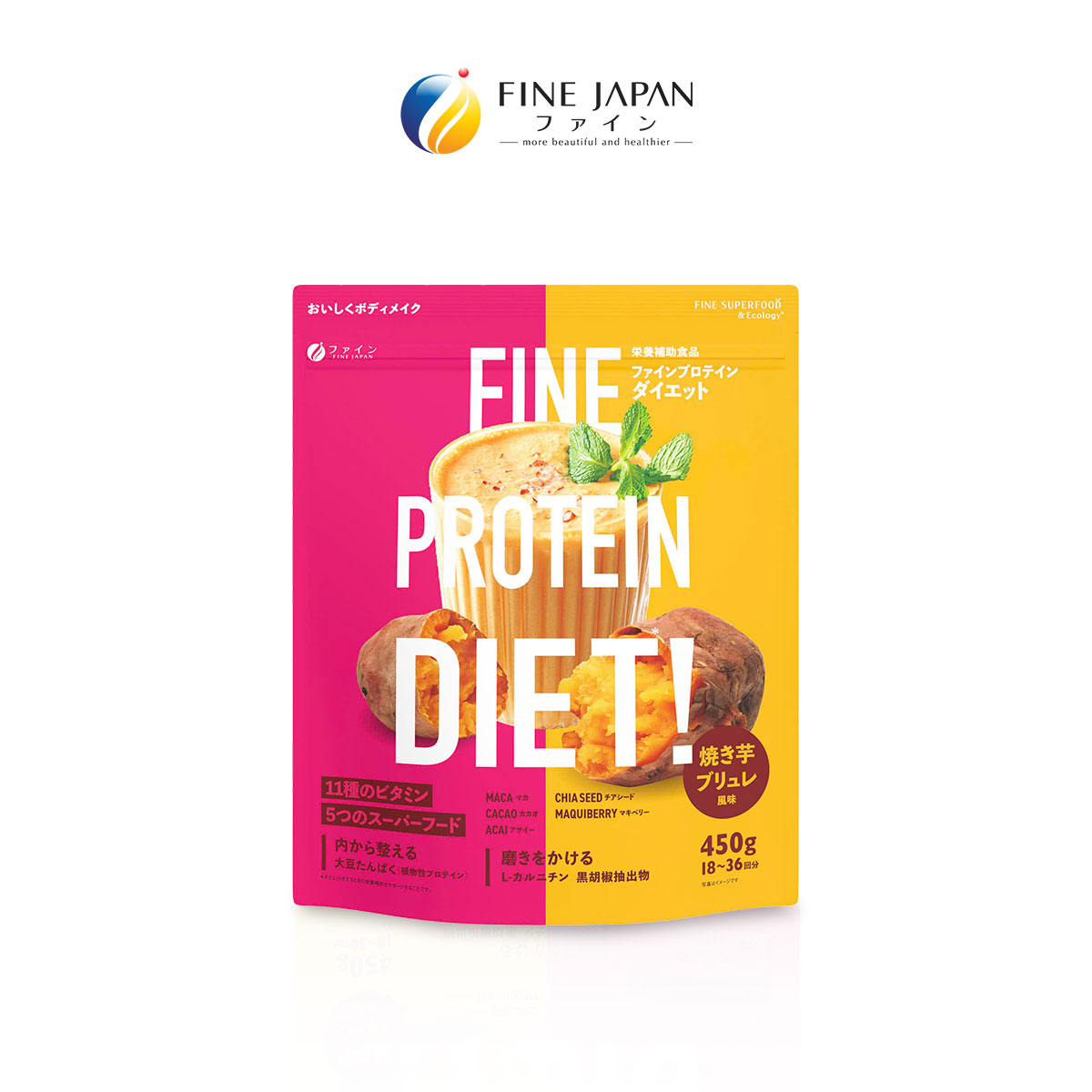 THỰC PHẨM BỔ SUNG FINE PROTEIN DIET BỔ SUNG PROTEIN VỊ KHOAI LANG NƯỚNG GÓI 450G