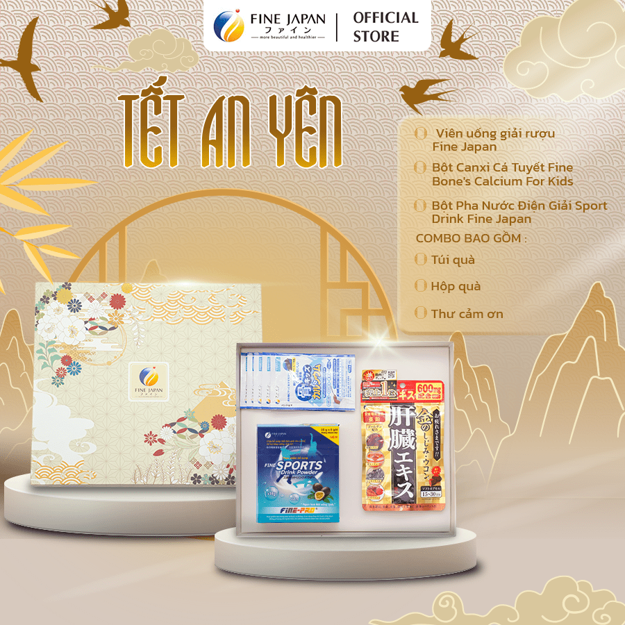 [Hộp quà Tết 2025] FUJI TẾT TRỌN VẸN Fine Japan cho nam giới trung niên (bảo vệ gan, điện giải, canxi cá tuyết)