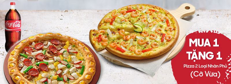 Pizza Cỡ Vừa x 1 Đồ Uống (1.5L) x 1 Pizza Cỡ Vừa Miễn Phí x 1