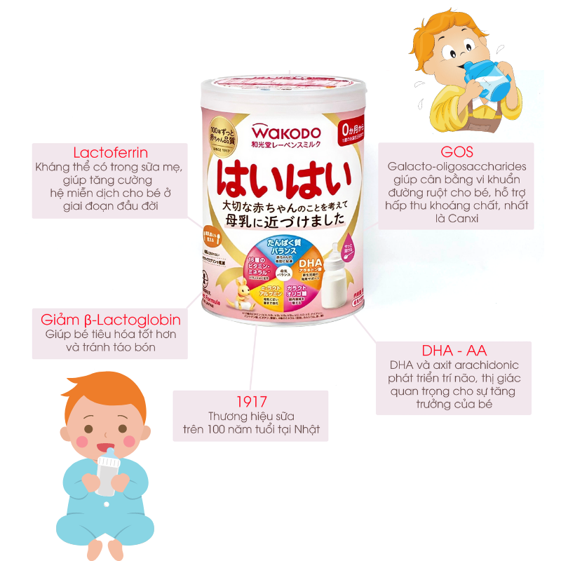 Sữa Wakodo Dành Cho Bé Từ 0 Đến 09 Tháng Tuổi - Nội địa Nhật