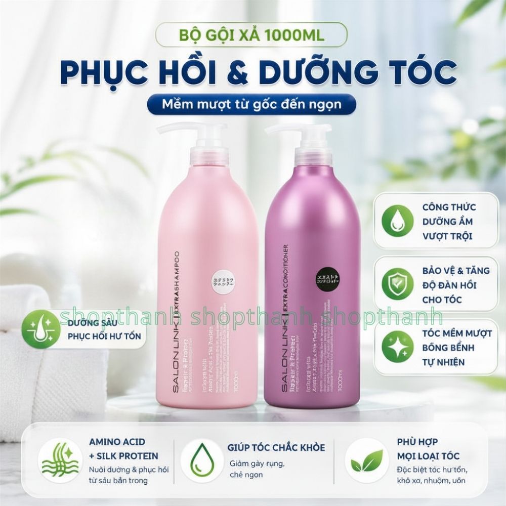 Dầu Gội Salon Link Bộ 2 Chai 1000ml Dưỡng Và Phục Hồi Tóc Dung Tích Lớn Dùng Hàng Ngày