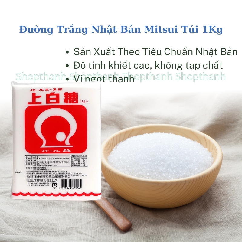 Đường Trắng Mitsui Nhật Bản 1Kg – Đường Cát Tinh Luyện Hạt Mịn, Vị Ngọt Thanh, An Toàn Cho Bé, Chất Lượng Mitsui Seito Chính Hãng