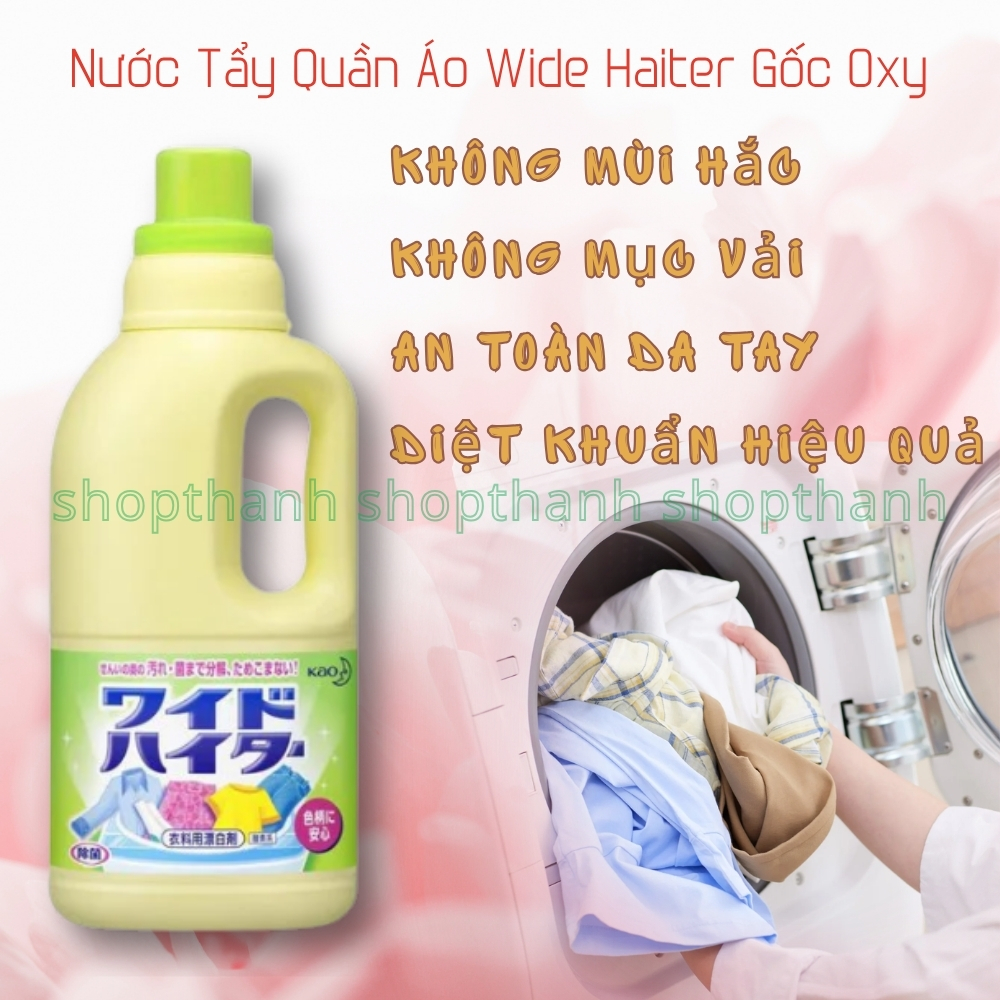 Nước Tẩy Quần Áo Màu Kao Wide Haiter 100ml Nhật Bản – An Toàn, Không Phai Màu, Tẩy Vết Bẩn Cứng Đầu Hiệu Quả