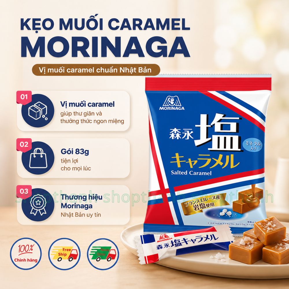 Kẹo Muối Caramel Morinaga Gói 83g - Kẹo Mềm Vị Muối Hòa Quyện Đậm Đà Từ Nhật Bản
