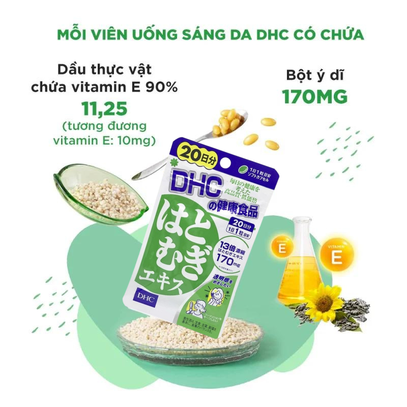 Viên Uống Trắng Da Hatomugi DHC 20 viên