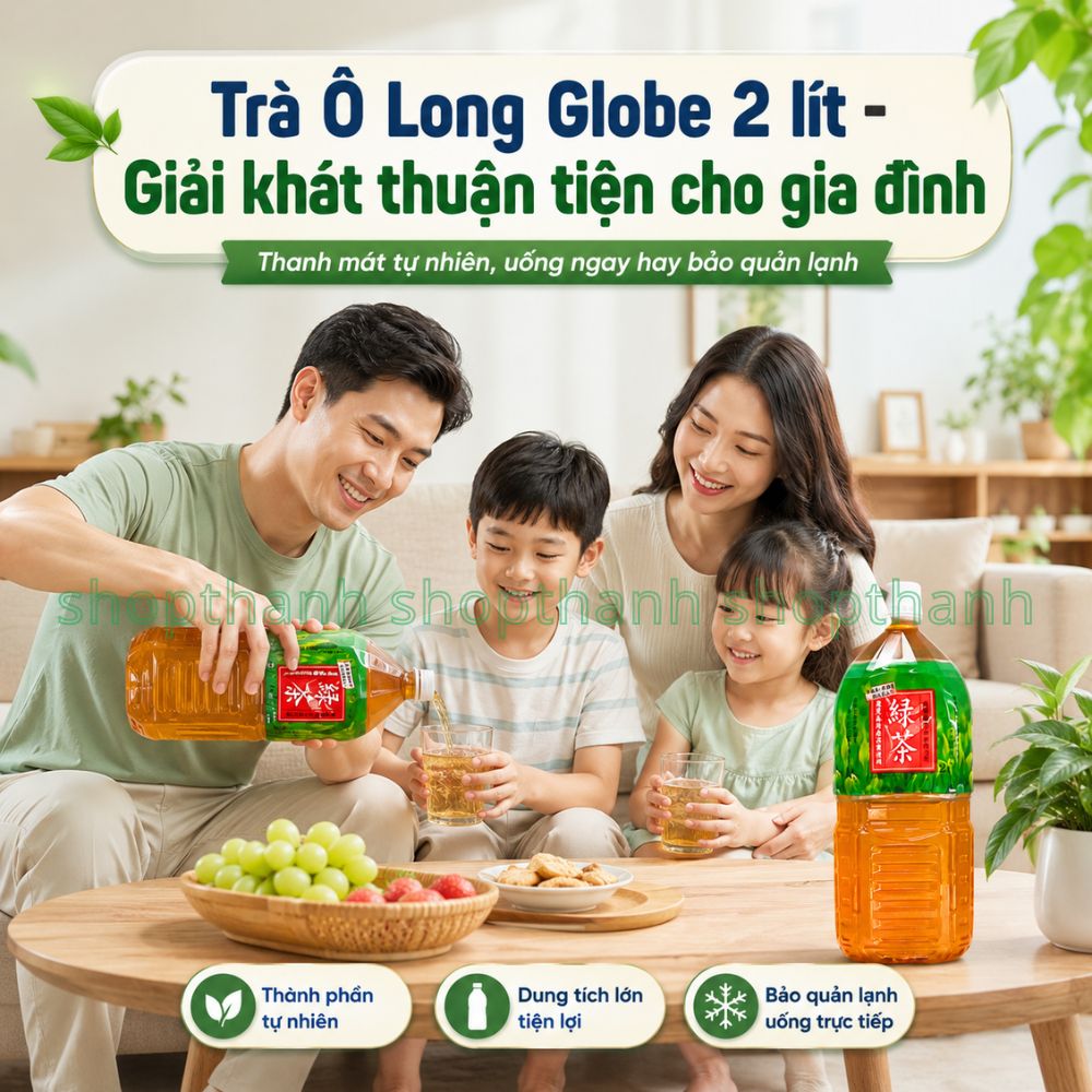 Trà Ô Long 2 Lít Chai Nhựa Globe Giải Khát Dịu Mát Dung Tích Lớn Phù Hợp Gia Đình Và Nhóm