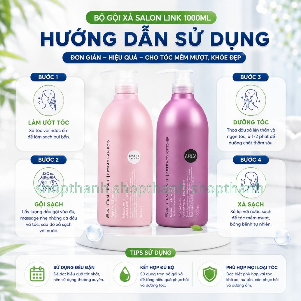 Dầu Gội Salon Link Bộ 2 Chai 1000ml Dưỡng Và Phục Hồi Tóc Dung Tích Lớn Dùng Hàng Ngày