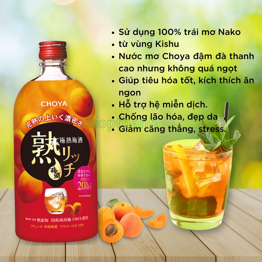 Nước Mơ Lên Men Choya 720ml  Nồng Độ 10%
