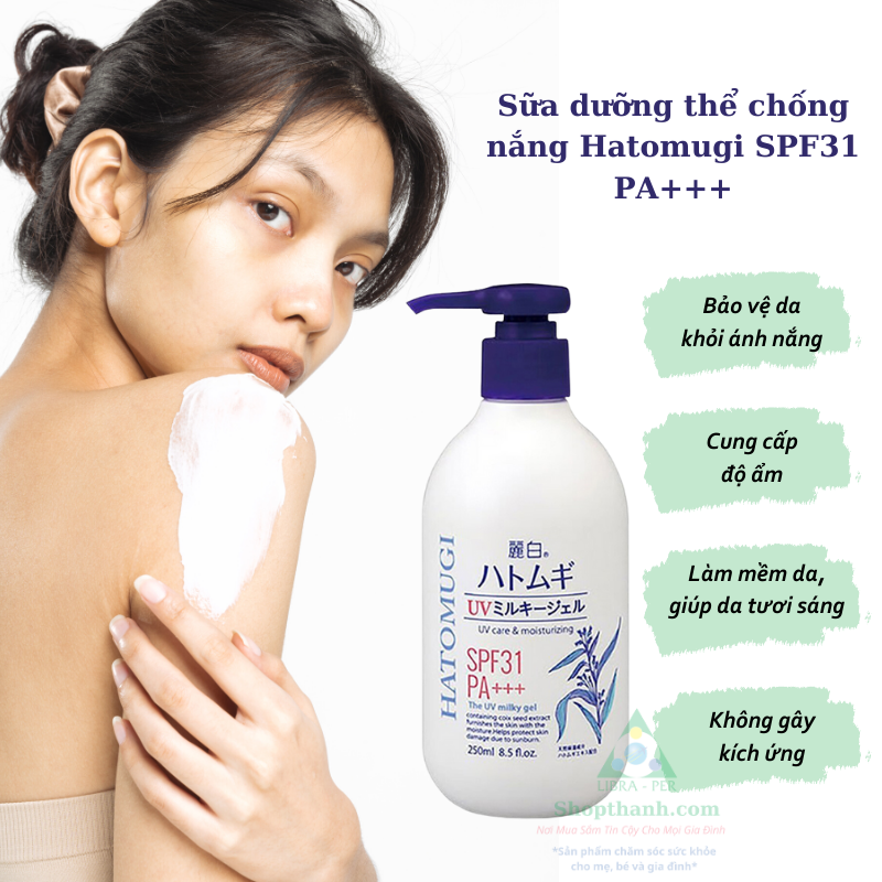 Sữa dưỡng thể chống nắng Hatomugi SPF31 PA+++ Nhật Bản- T36