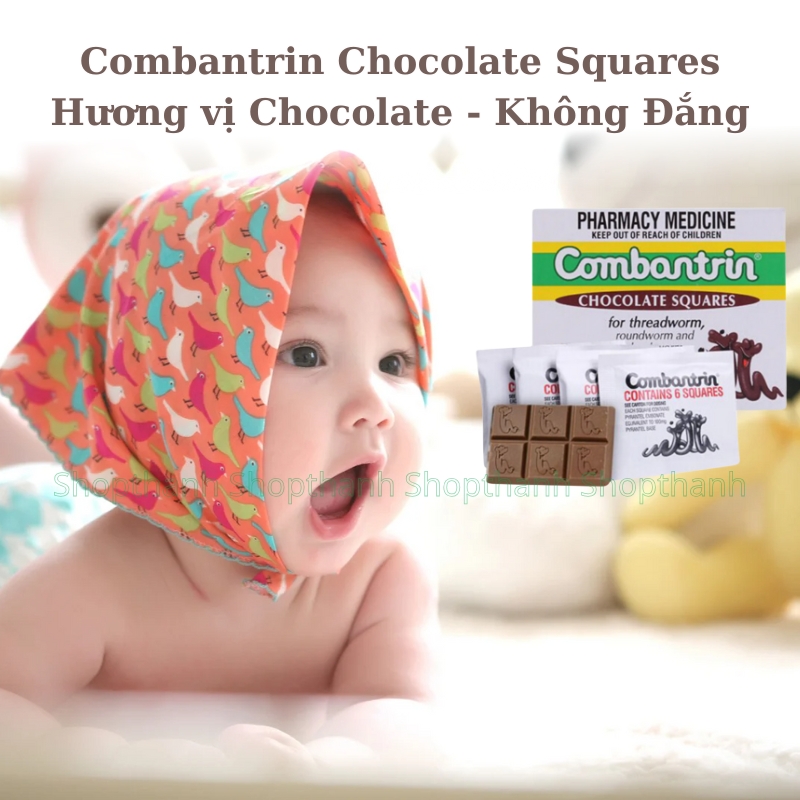 Tẩy Giun Combantrin Chocolate Squares 24 VIên - Úc