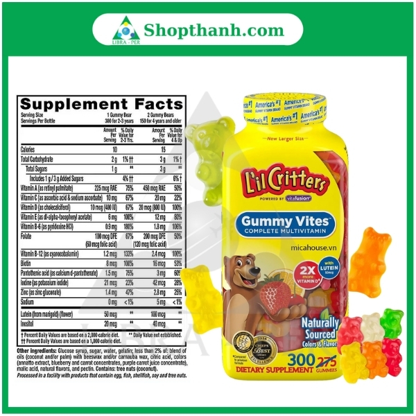 Kẹo Dẻo Bổ Sung Vitamin L'il Critter Gummy Vites Complete Multivitamin 300 viên