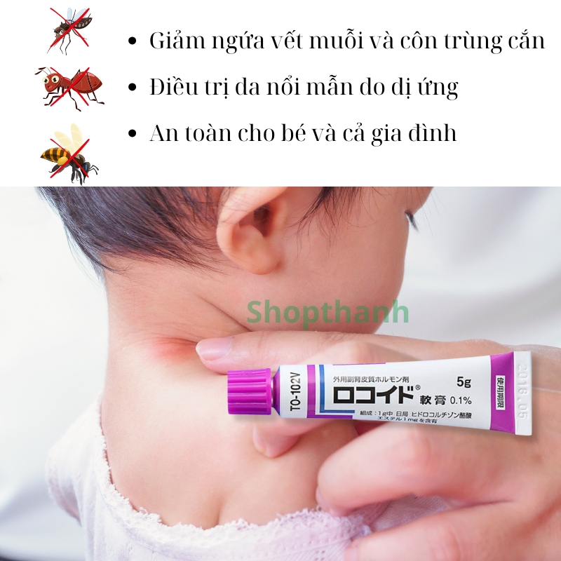 Kem Bôi Vết Muỗi Côn Trùng Cắn Rokoito Locoid Ointment 0.1% Nhật Bản 5g – Giảm Ngứa Sưng Đỏ Nhanh Chóng, An Toàn Hiệu Quả