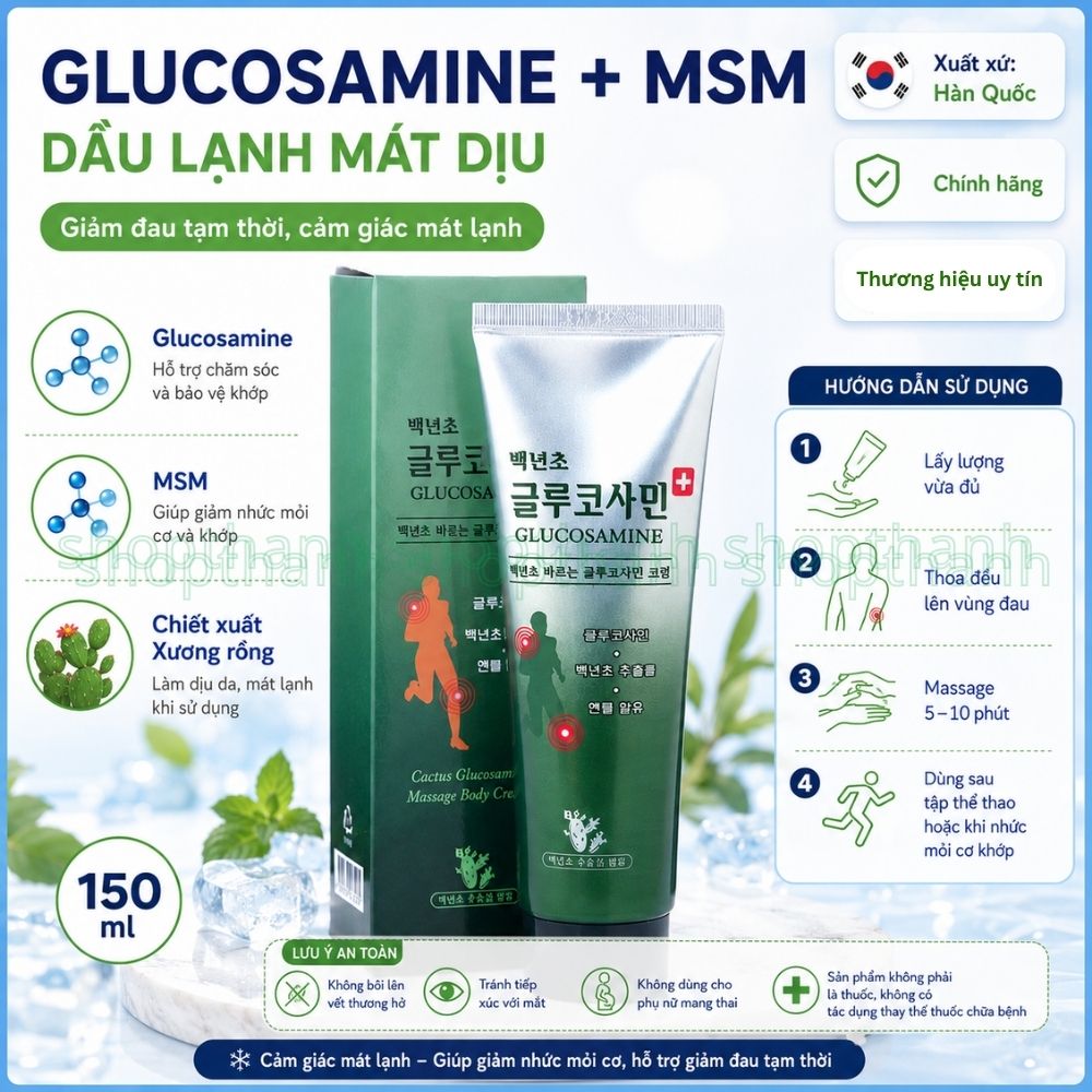 Dầu Lạnh Hàn Quốc Glucosamine 150ml - Giảm Đau Tạm Thời, Dạng Dầu Lạnh Mát Cho Sau Vận Động
