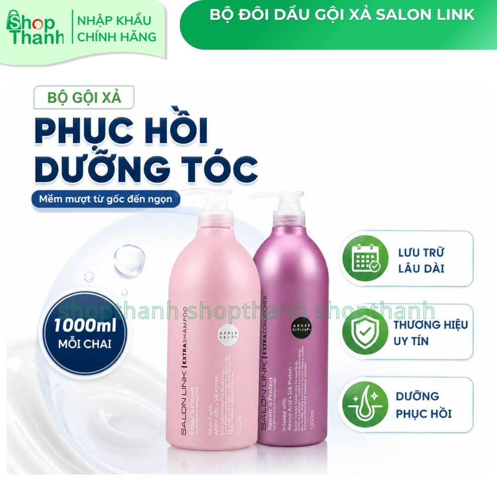 Dầu Gội Salon Link Bộ 2 Chai 1000ml Dưỡng Và Phục Hồi Tóc Dung Tích Lớn Dùng Hàng Ngày