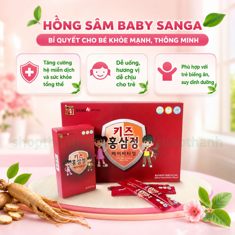 Nước Hồng Sâm Baby Sanga Hàn Quốc Tăng Đề Kháng, Phát Triển Trí Não Cho Trẻ Biếng Ăn Dễ Uống, An Toàn Hằng Ngày