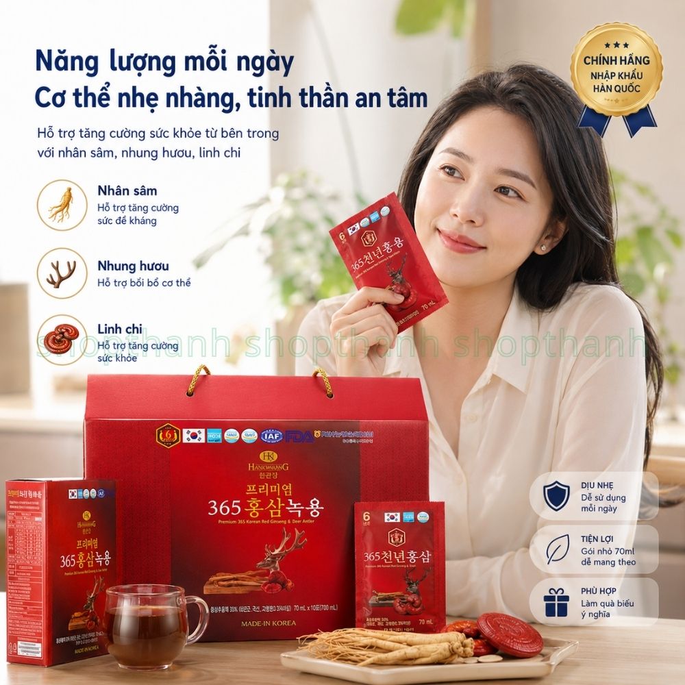Nước Hồng Sâm 365 - Bồi Bổ Toàn Diện, Kết Hợp Hồng Sâm Linh Chi Nhung Hươu - Cho Người Lớn Tuổi