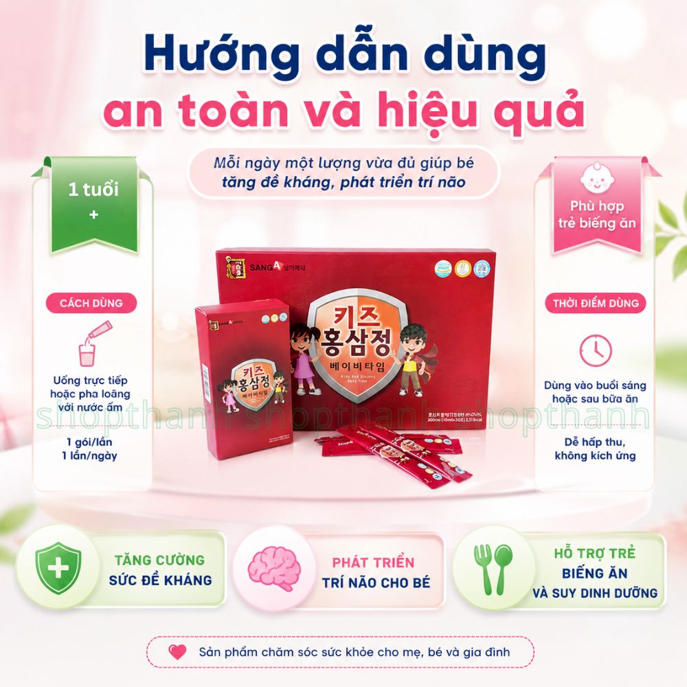 Nước Hồng Sâm Baby Sanga Hàn Quốc Tăng Đề Kháng, Phát Triển Trí Não Cho Trẻ Biếng Ăn Dễ Uống, An Toàn Hằng Ngày