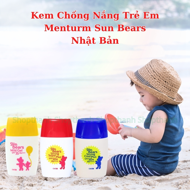Chống Nắng Menturm Sun Bears Nhật Bản Cho Bé Da Nhạy Cảm – Gel Mỏng Nhẹ, Dưỡng Ẩm, Không Vệt Trắng, An Toàn 30gr