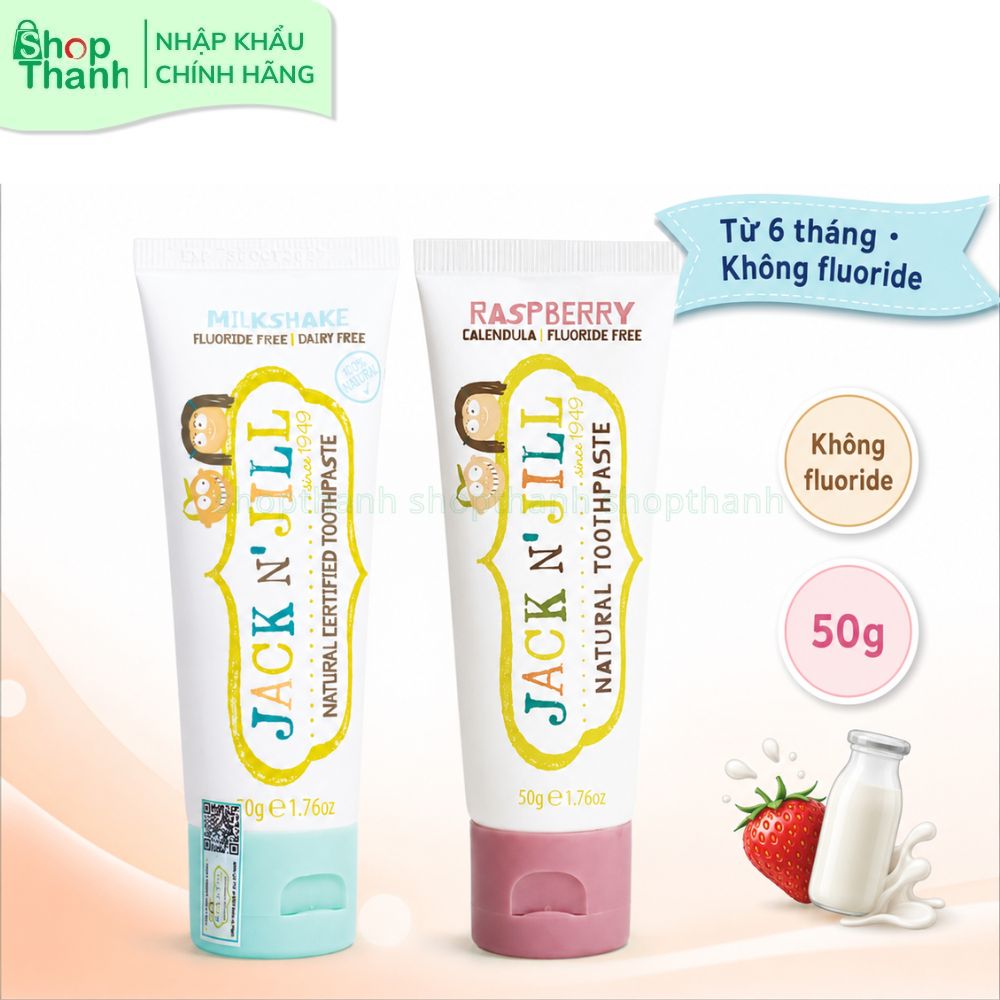 Kem Đánh Răng Jack N' Jill 50g - An Toàn Nếu Bé Vô Tình Nuốt, Không Chứa Fluoride, Phù Hợp Từ 6 Tháng