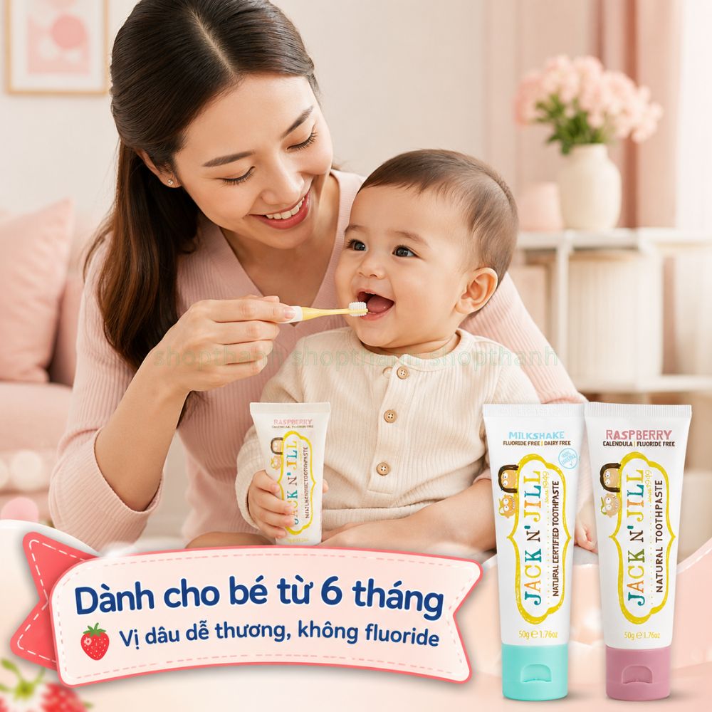 Kem Đánh Răng Jack N' Jill 50g - An Toàn Nếu Bé Vô Tình Nuốt, Không Chứa Fluoride, Phù Hợp Từ 6 Tháng