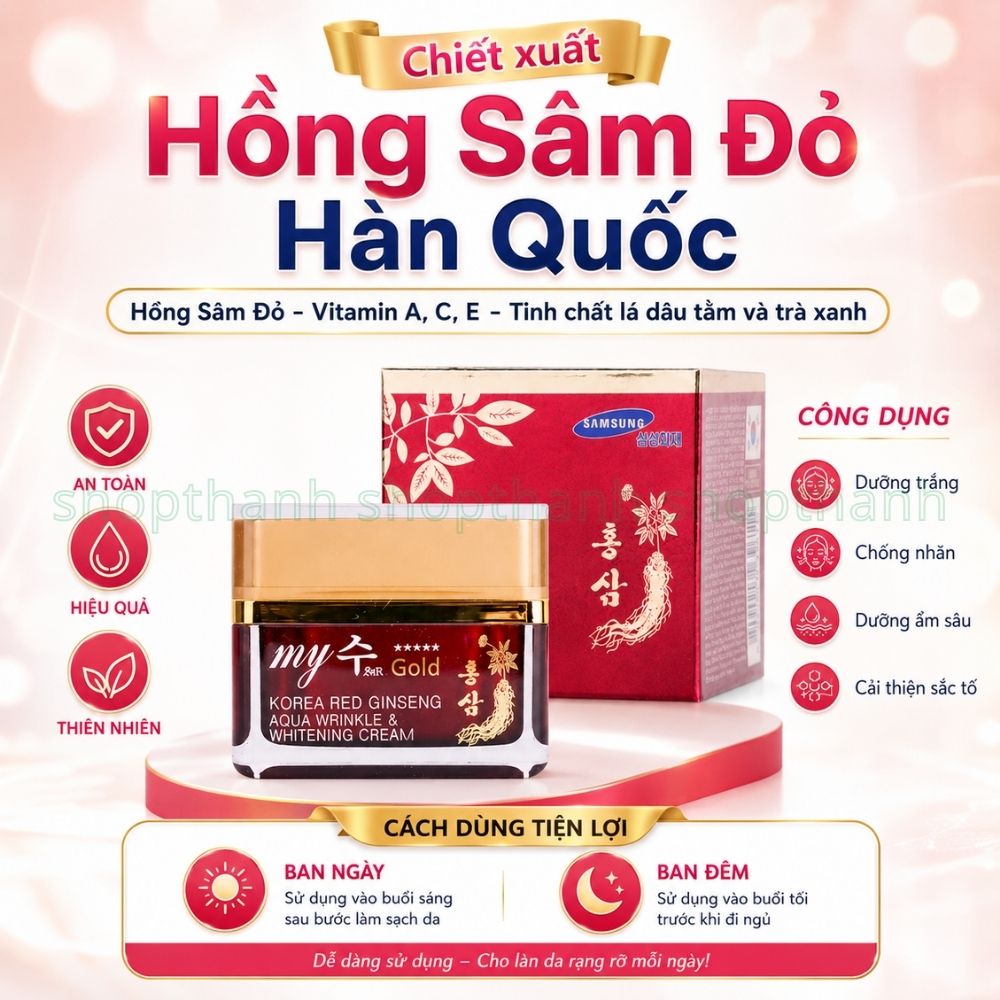 Kem Dưỡng Trắng Da Hồng Sâm My Gold Hàn Quốc Giảm Nếp Nhăn, Dưỡng Ẩm Sâu Dùng Ngày Và Đêm Cho Phụ Nữ Trên 30 Tuổi